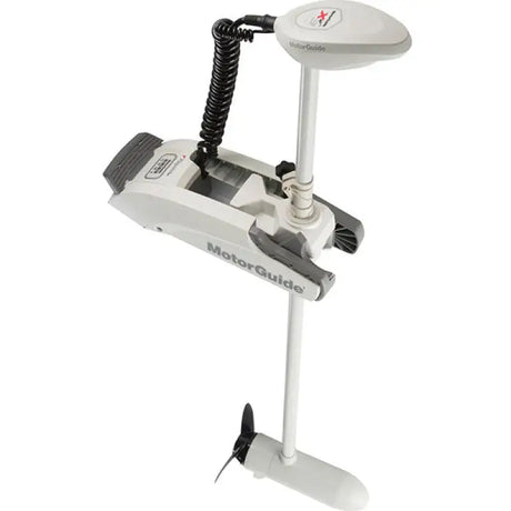 White trolling motor on Motorguide Xi3-70Sw with Std Fob for easy control