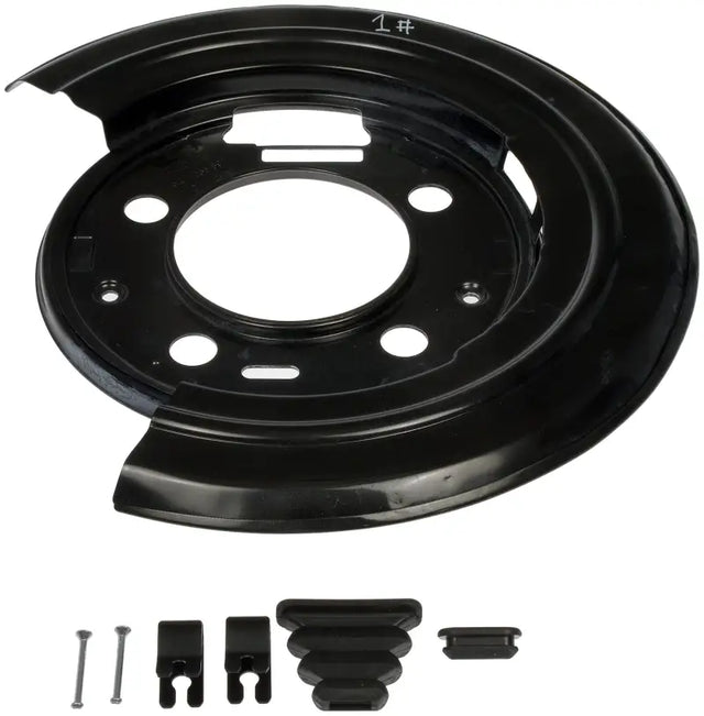 Black brake dust shield with hardware for Dorman Backing Plate replacement