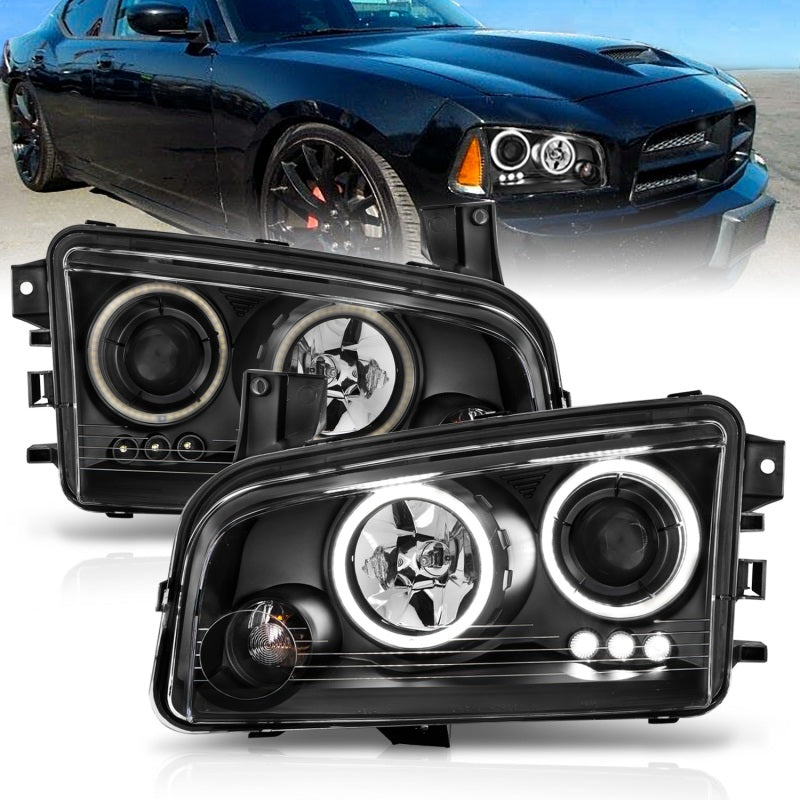 ANZO 121218 ANZO 2006-2010 Dodge Charger Projector Headlights w/ Halo Chrome (CCFL)