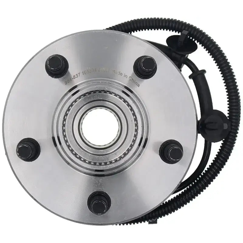 Silver wheel hub assembly with black bolts and sensor cable for 951-837 Dorman wheel hub brg