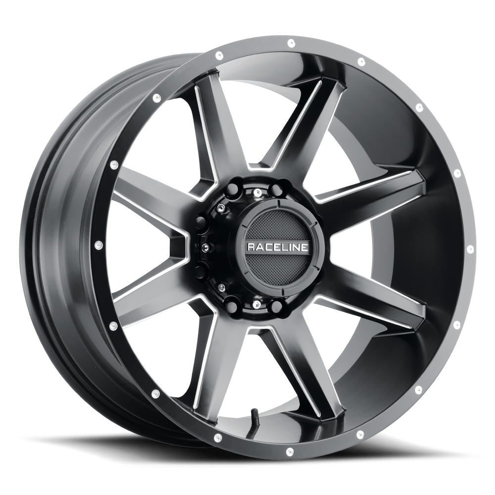 954M-29065+18 Raceline Stryker Satin Black Milled 20X9 6X1