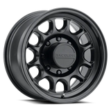 Black off-road wheel showcasing Raceline Rogue Satin Black 17X9 5X127 -12Mm design