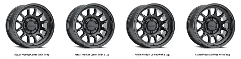 Four black alloy wheels featuring Raceline Rogue Satin Black finish for a sleek look