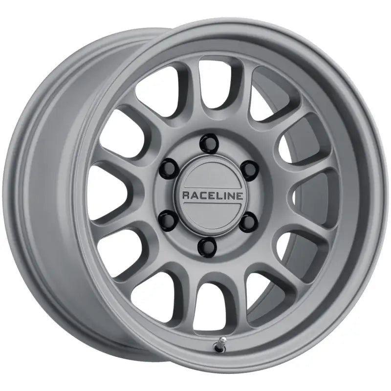 Silver alloy car wheel from Raceline Rogue Titanium series for the 958T-29050-00 Rogue titanium