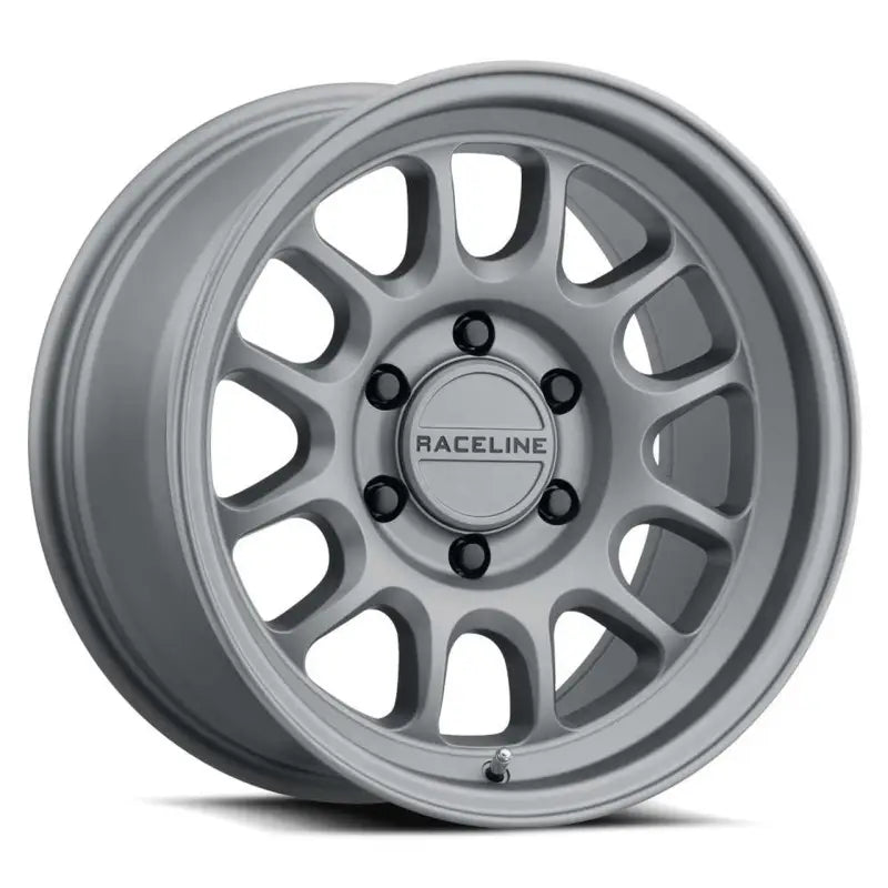 Silver-colored Raceline Rogue Titanium 20X9 car wheel for 6X139.7 bolt pattern