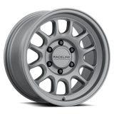 Silver-colored multi-spoke wheel from Raceline Rogue Titanium series on 958T-79060-12