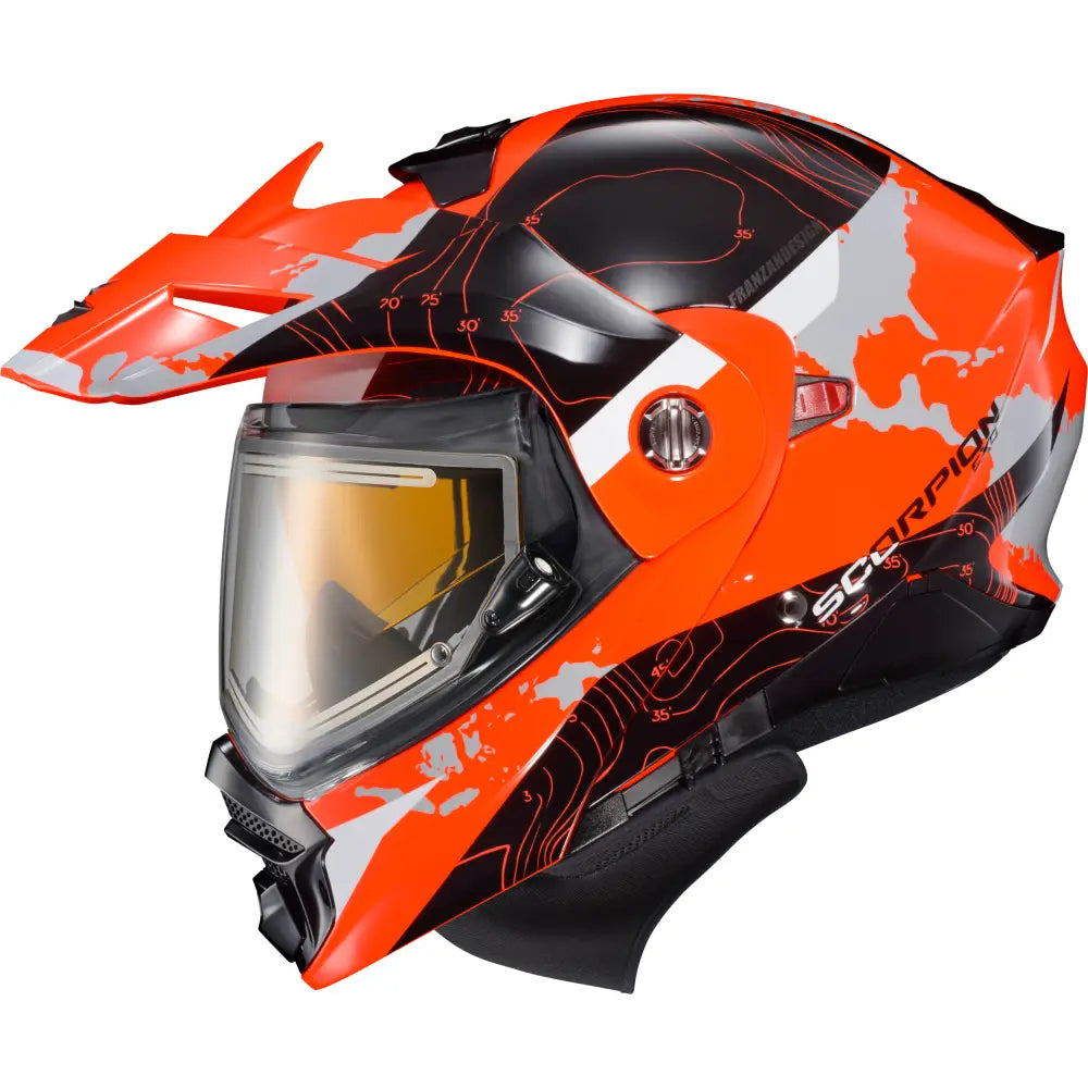 96-1035-EC Scorpion Exo Exo-At960 Cold Weather Helmet Topographic Hi-Viz Org Lg Elec