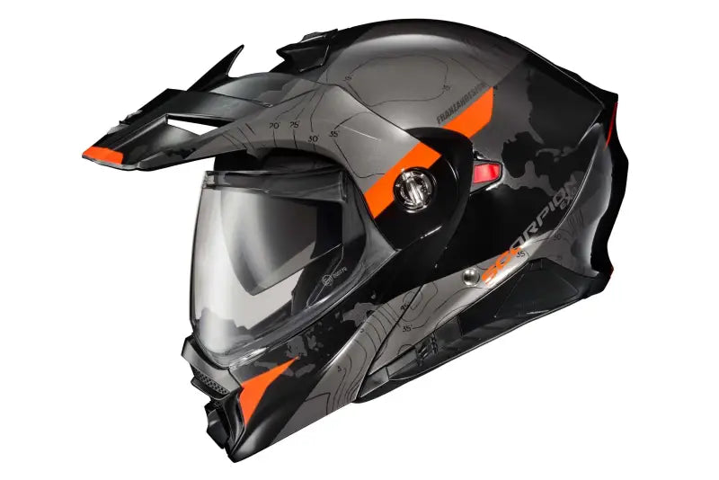 SCORPION EXO 96-1036 Exo At960 Modular Helmet Topographic Black/Orange Xl