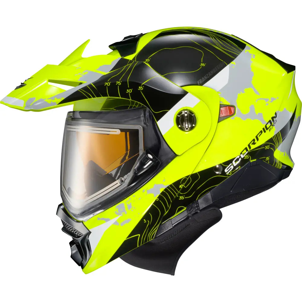 96-1053-EC Scorpion Exo Exo-At960 Cold Weather Helmet Topographic Hi-Vis Sm (Electr