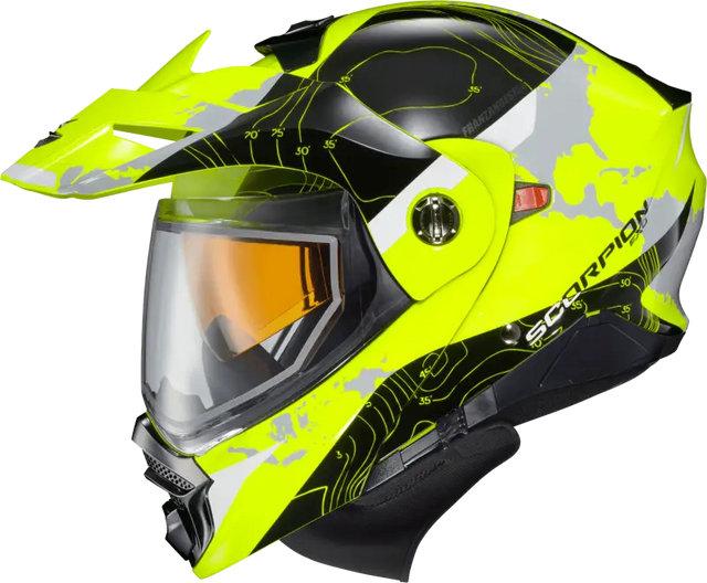 96-1053-SD Scorpion Exo Exo-At960 Cold Weather Helmet Topographic Hi-Vis Sm (Dual) - RV and Auto Parts