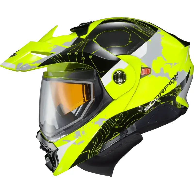 96-1057-SD Scorpion Exo Exo-At960 Cold Weather Helmet Topographic Hi-Vis 2X (Dual) - RV and Auto Parts