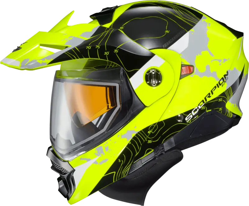 96-1057-SD Scorpion Exo Exo-At960 Cold Weather Helmet Topographic Hi-Vis 2X (Dual) - RV and Auto Parts