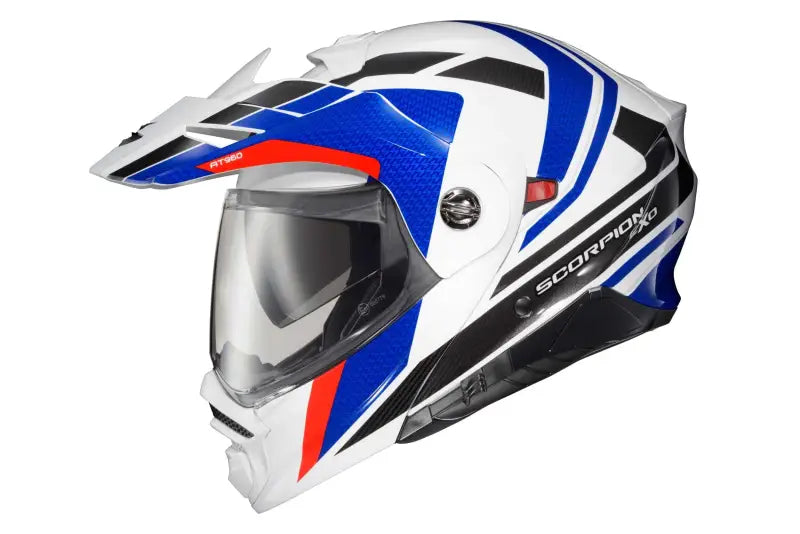 SCORPION EXO 96-1165 Exo At960 Modular Helmet Hicks White/Blue Lg