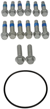 Bolts and black o-ring for Dorman hub rotor and caliper bracket assembly