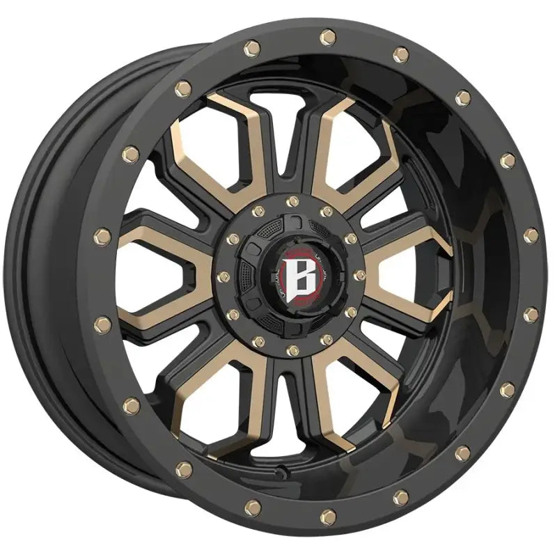 Black and gold Prestige Whl ballistic truck wheel 967200050-24FBFZN 20X10