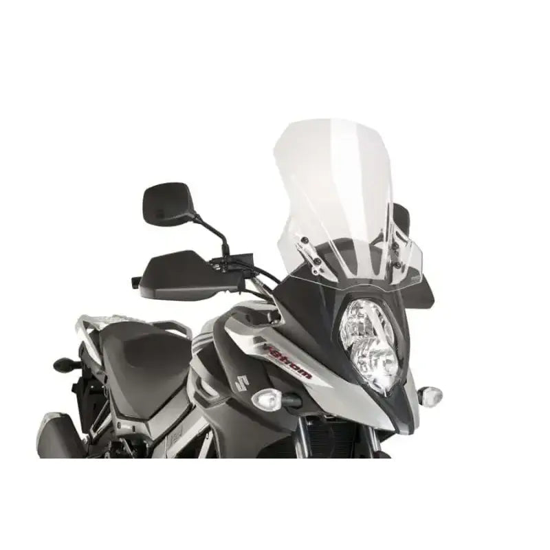 Suzuki V-Strom motorcycle with 9719W Windscreen Touring Clear Suz for riding comfort