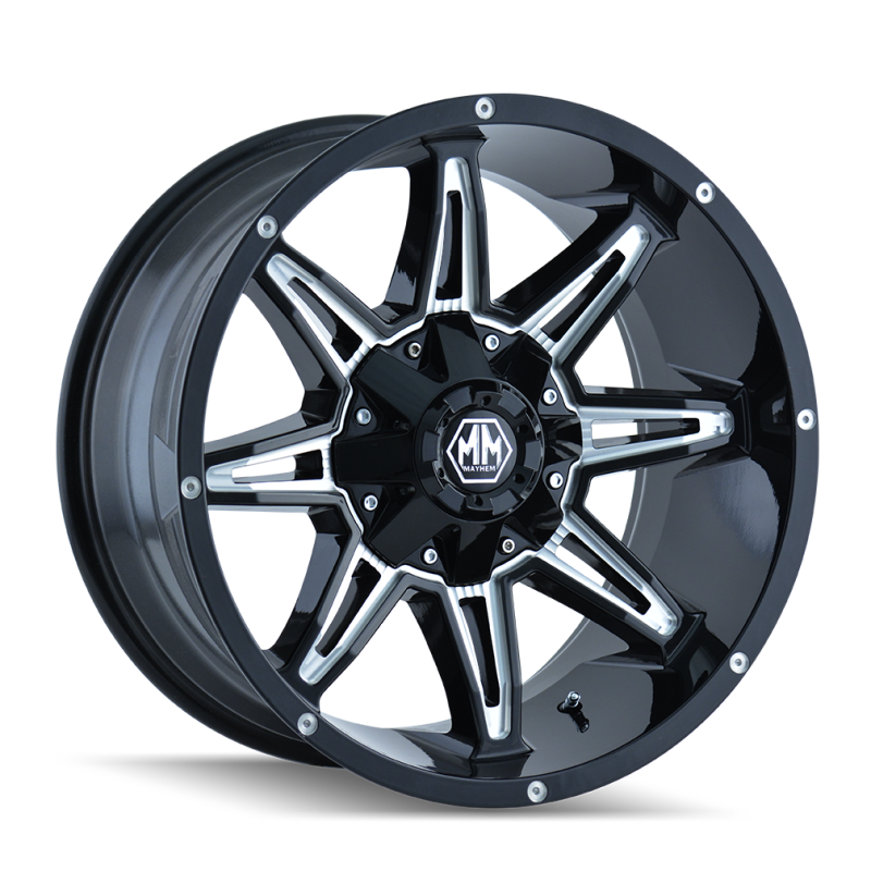 Mayhem 8090-8937M18 Mayhem 8090 Rampage 18x9 / 6x135 BP / 18mm Offset / 106mm Hub Black w/ Milled Spokes Wheel