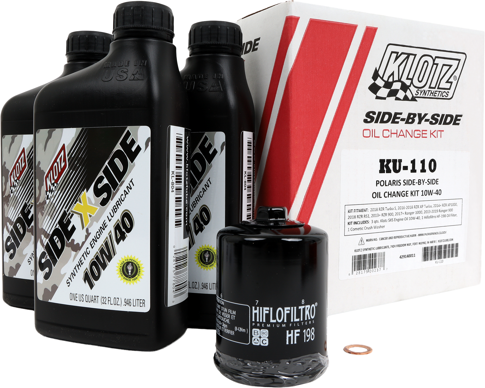 Klotz Side X Side Oil Change Kit Oil Change Kit KU-110 - Sxs 3QT Synthetic
