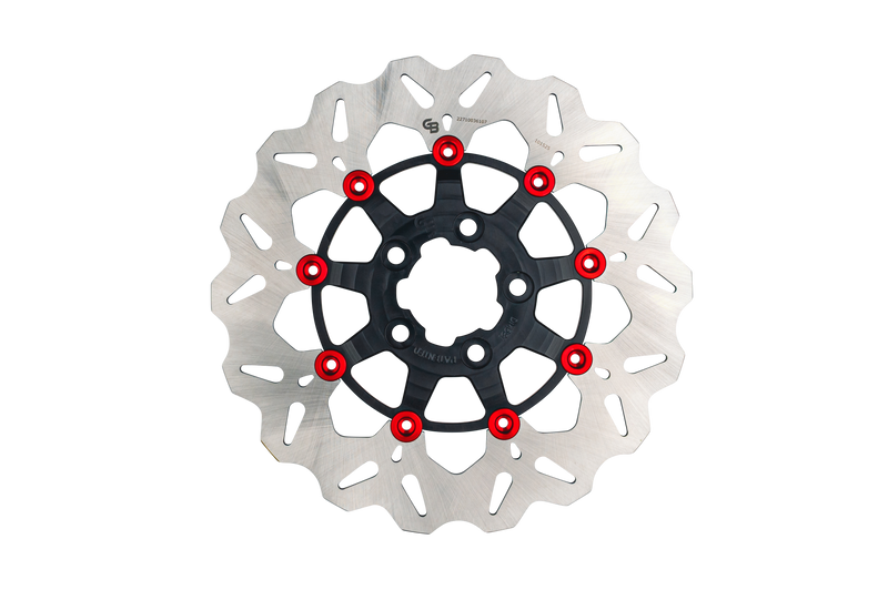 Gbrakes Wave Colored Brake Rotors Gbdu075 - Black Red Rotor 11.8 Floating RR Buttons