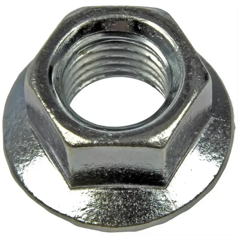 Silver flanged hex nut from Dorman hex nuts collection shown in the image