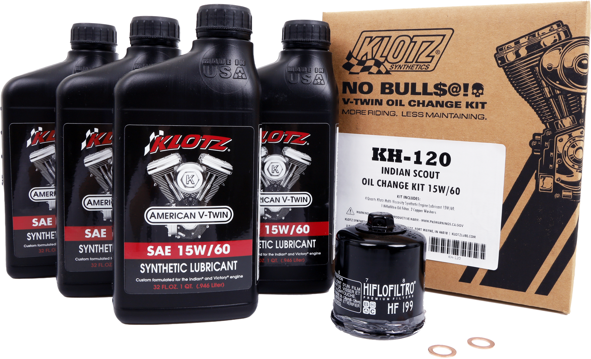 Klotz Scout 15W-60 Synthetic OIL Change KIT Oil Change Kit KH-120 - 4QT