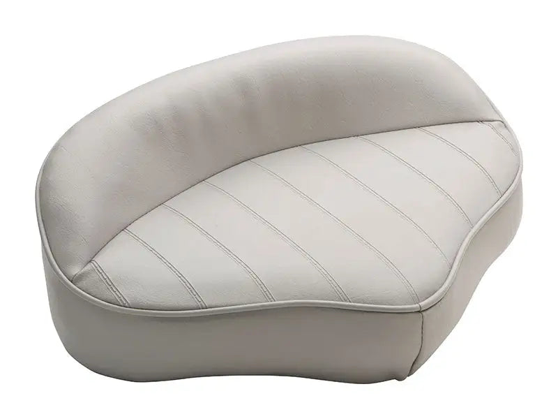 Attwood Marine Casting Seat White 98505WH high-back cushion with ribbed, durable vinyl cover designed for boating comfort and security.
