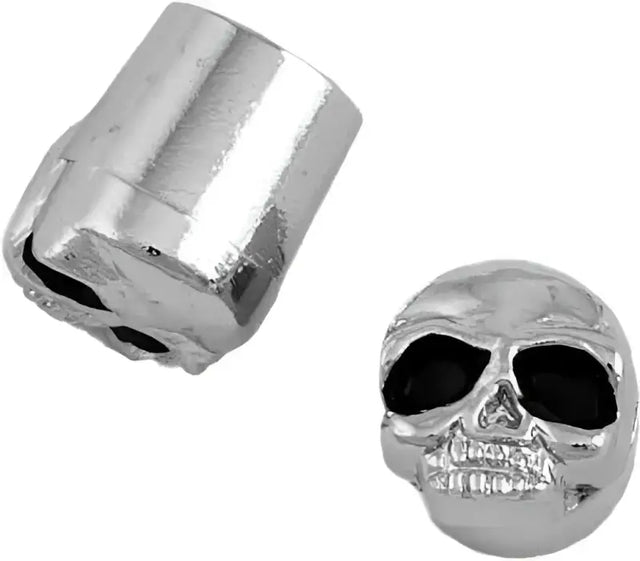 99-6205 Valve Stem Caps Metal Stem Chrome Skull Pr