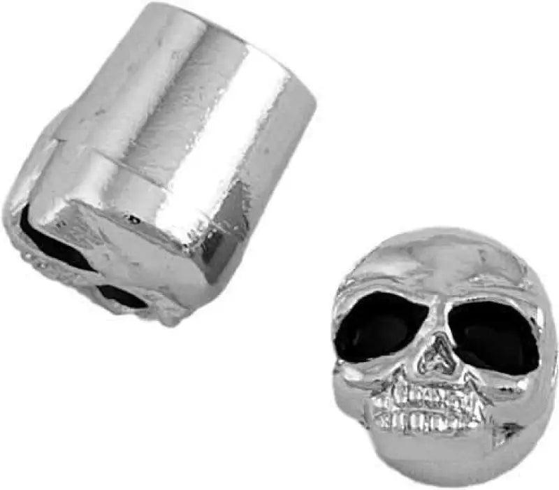 99-6207 Valve Stem Caps Center Stem Chrome Skull Pr