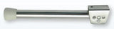 Silver metal shower curtain rod with Garelick Swing Leg for easy setup