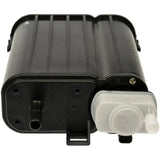Black plastic Dorman Evap Canister with white reservoir for automotive repairs