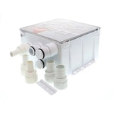 White macerator pump with fittings for 99B Rule Shower Sump 1100Gph 12V system