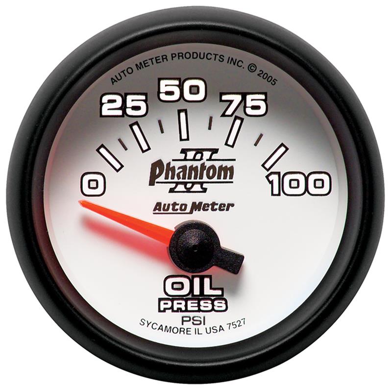 AutoMeter 7527 Autometer Phantom II 52mm Short Sweep Electronic 0-100psi Oil Pressure Gauge - 7527