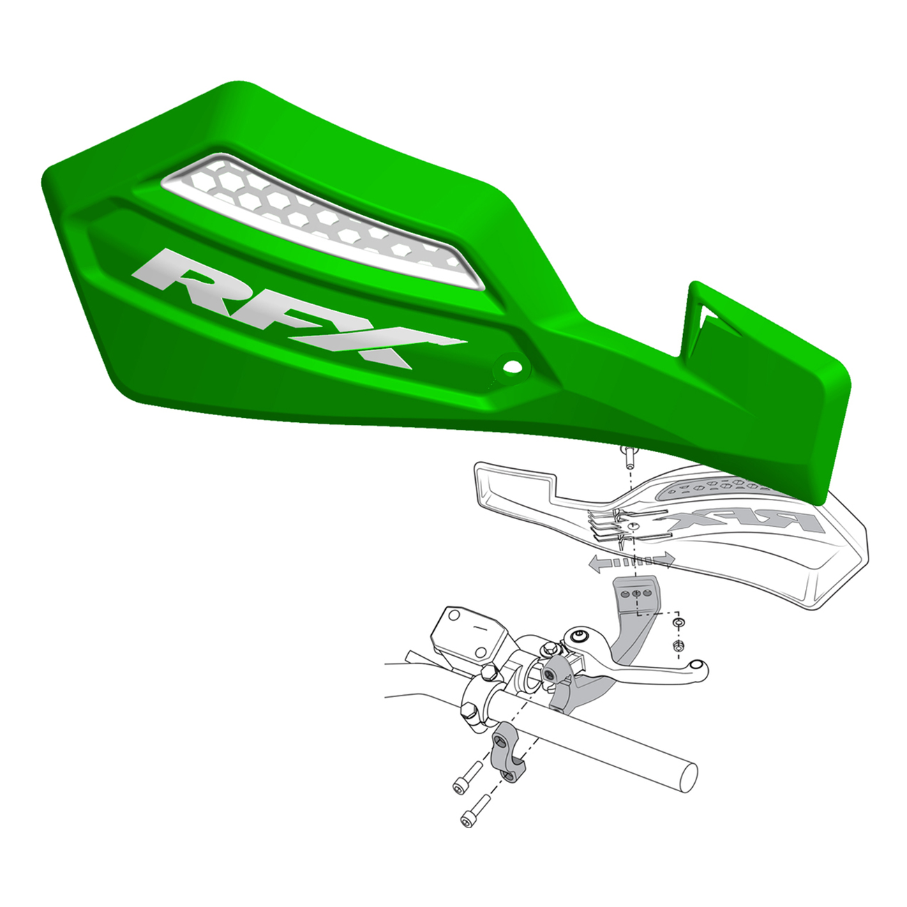 RFX Race Series Handguards Fxgu 30100 55GN - Green Handguard Inc Mount Kit