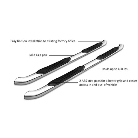 9JGCL21SS Black Horse Stainless Steel 3In Side Steps - Push Bar