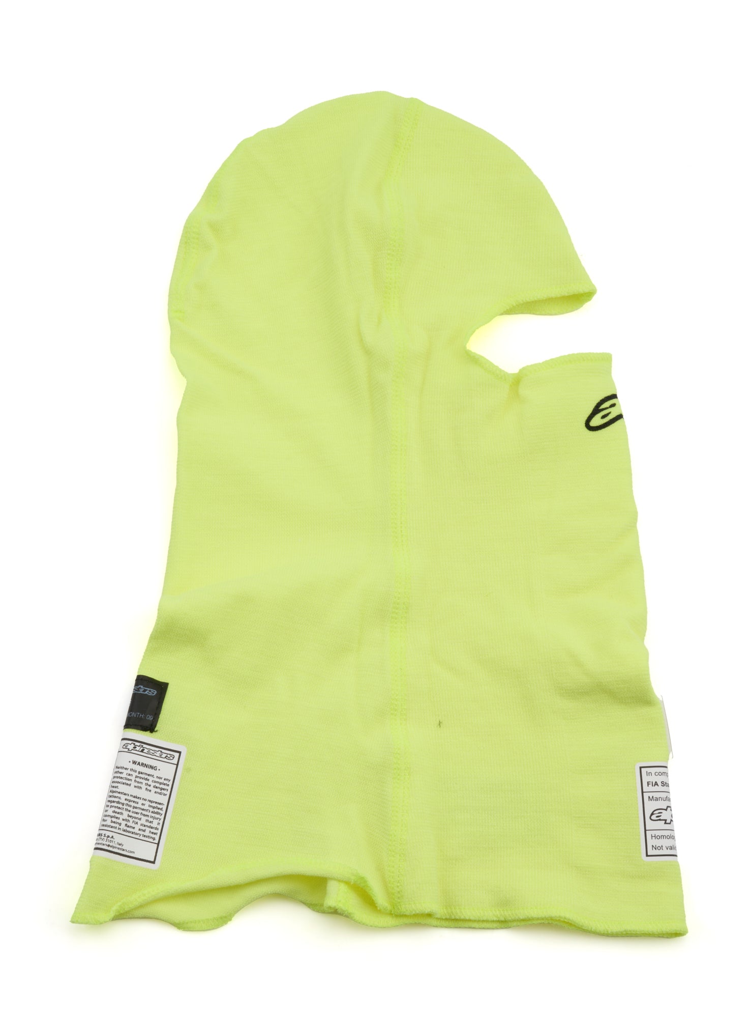 Alpinestars USA Single Eyeport Head Socks 4750126-55-OS - Yellow Balaclava Evo V3 Flu Fia Sfi