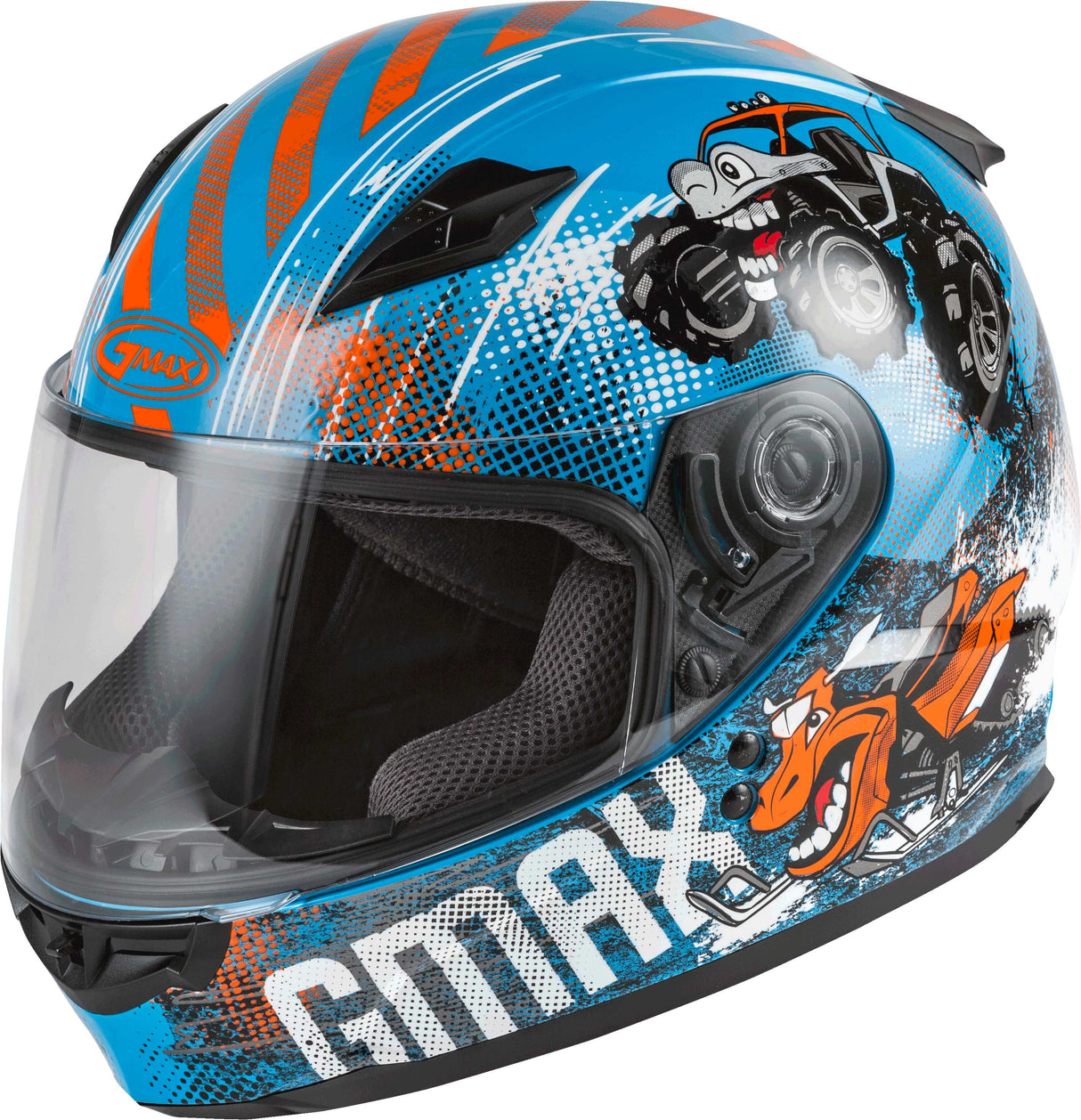 GMAX G1498042 Youth Gm 49y Beasts Full Face Helmet Blue/Orange/Grey Yl
