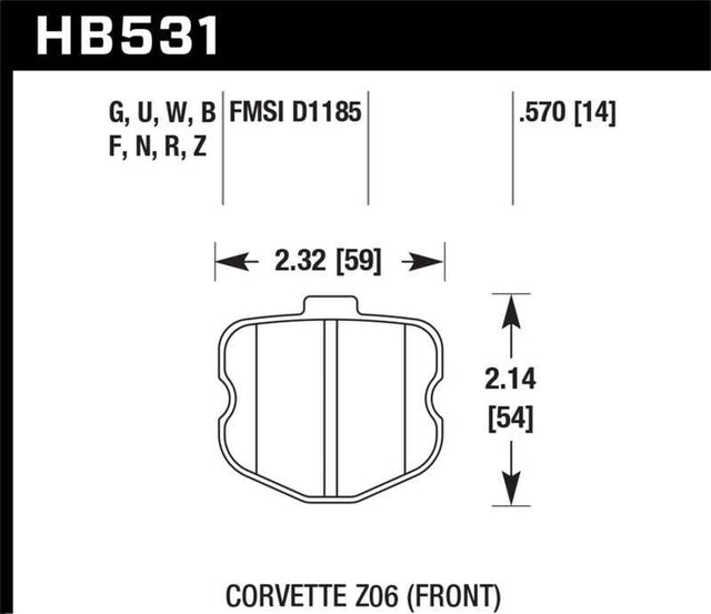 Hawk Performance HB531Q.570 Hawk DTC-80 06-13 Chevy Corvette Z06 Front Race Brake Pads