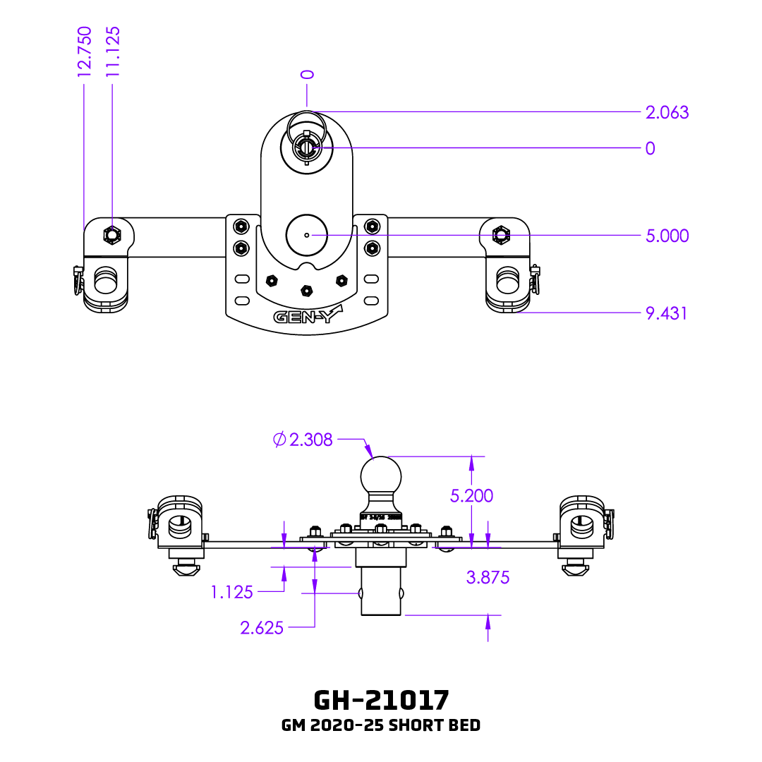 GEN-Y Hitch Maintenance Free Gooseneck Trailer Hitch Ball GH-21017 - Goosepuck Offset