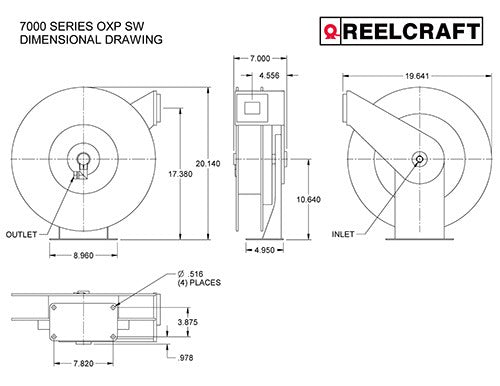 Reelcraft SA Made In USA Hose Reel 7650OLP - 50FT