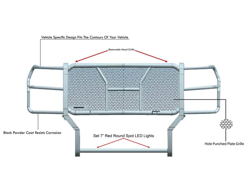 Black Horse Patent Approved Grille Guard RU-FOF217-B-PLR - Rugged Heavy Duty Kit