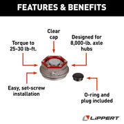 Lippert Comp 85373928 Trailer Wheel Bearing Dust Cap - Clear