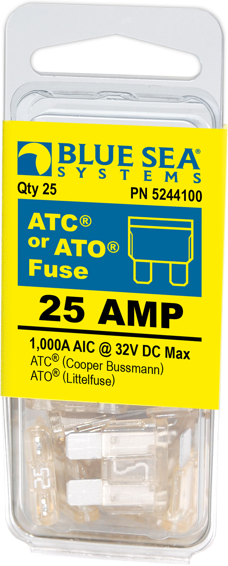 Blue SEA 5244100-BSS - Fuse ATO ATC 25A Pack 25