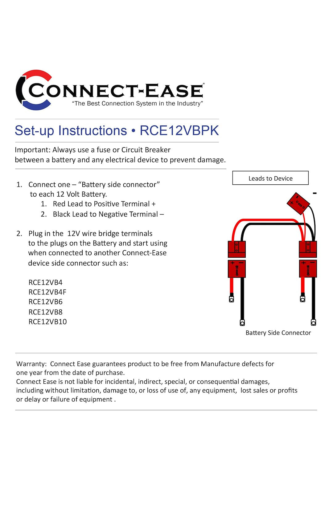 Connect Ease Marine Grade Components Battery Connection Harness RCE12VBPK - 12 Volt Parallel