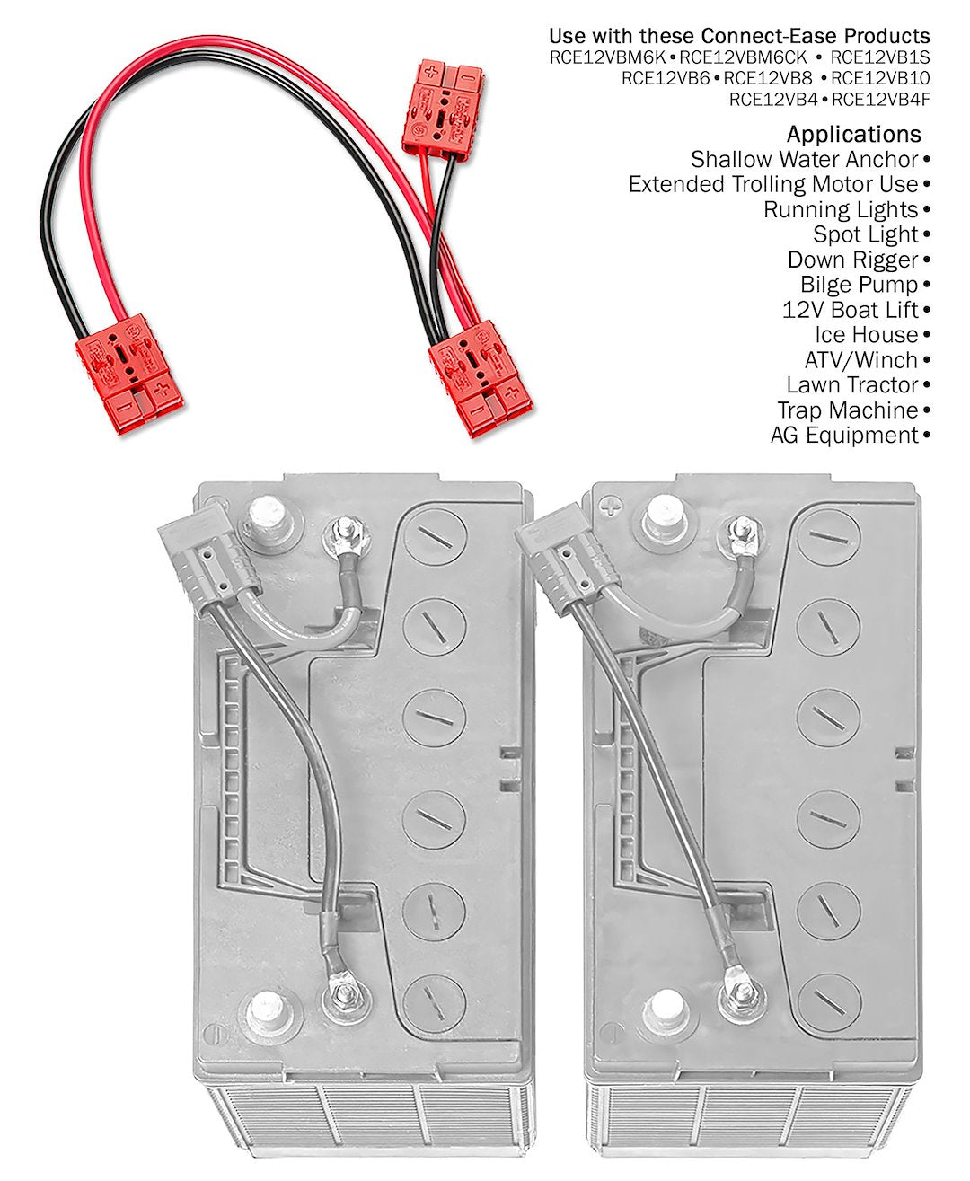 Connect Ease Corrosion Resistant Components Battery Connection Harness RCE12VBP - 12 Volt Parallel