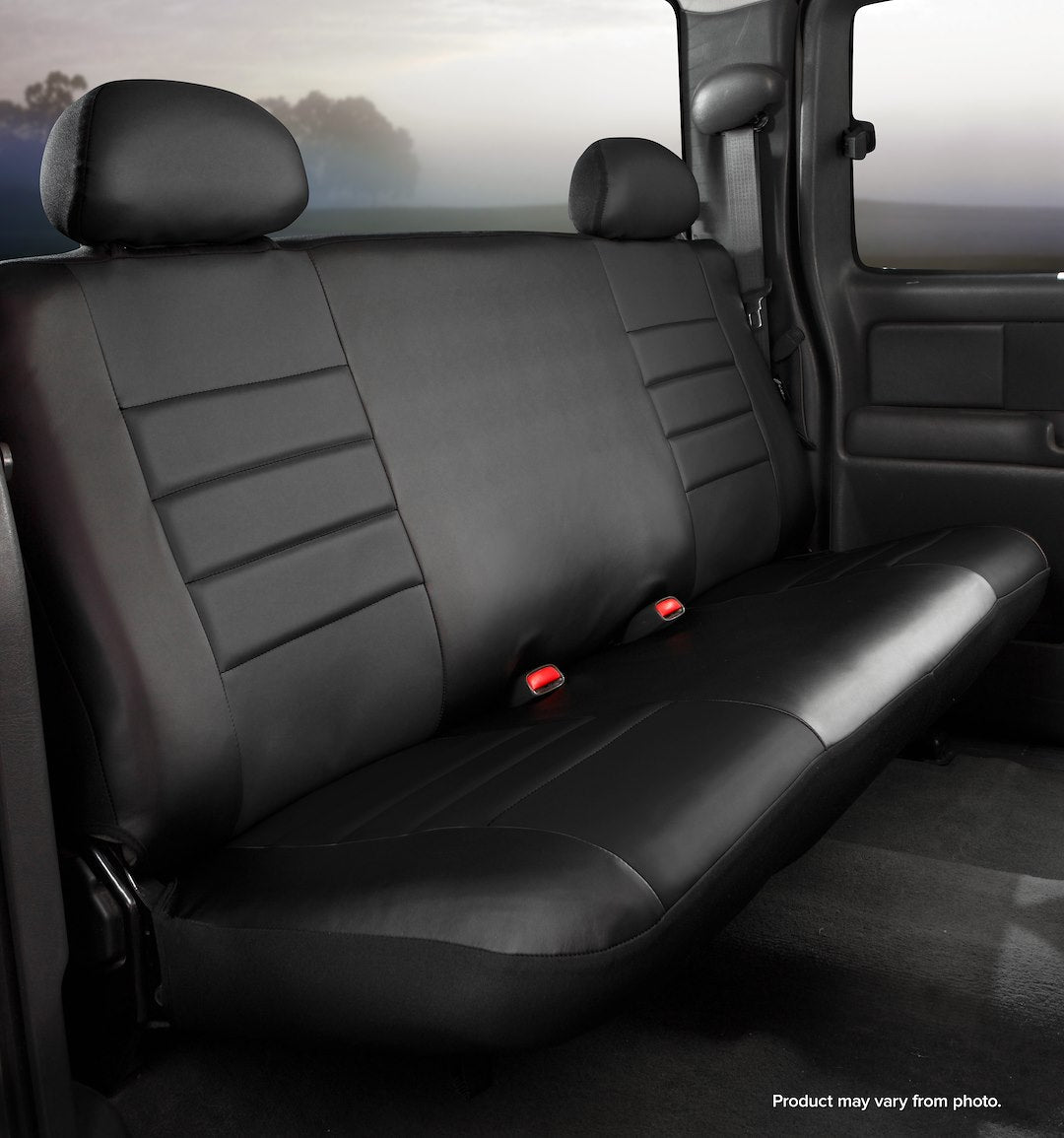 FIA OEM Grade Leatherette Seat Cover SL62-95 Black/Black - Silver Rear Bnch 2014 SL62-95 BLK/BLK