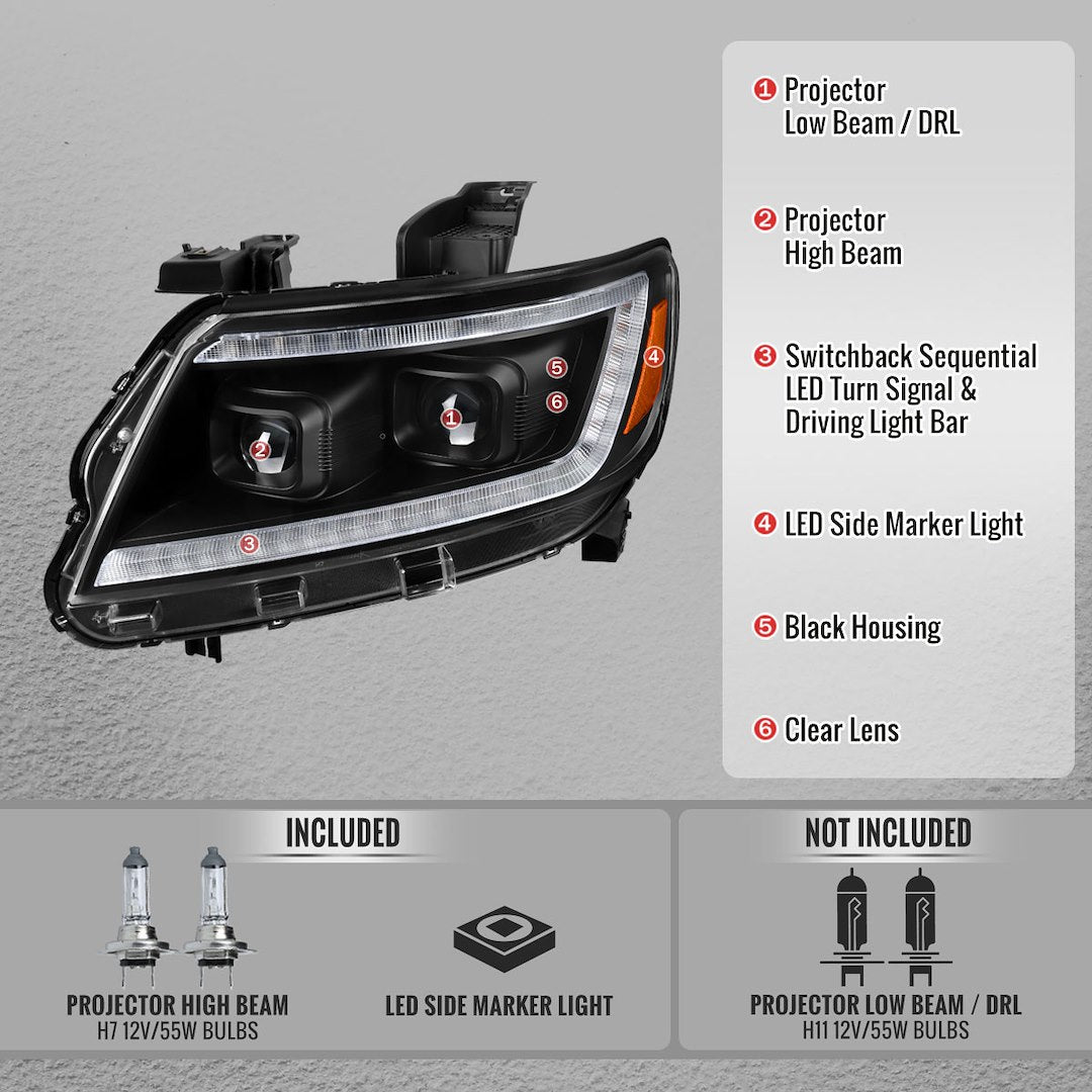Spec-D Tunin 2LHP-COL15JM-SQ-RS Headlight Assembly