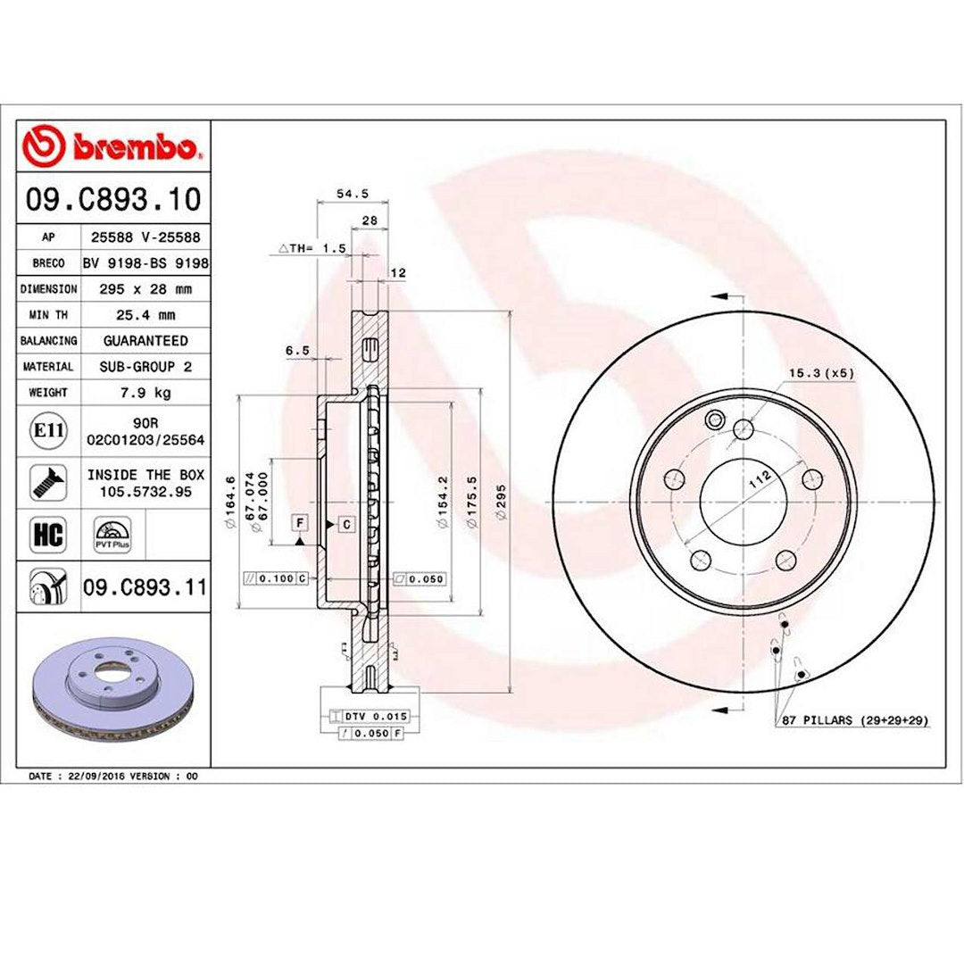 Brembo Components Not Hazardous To Health Brake Rotor 09C89311C02 - Disc