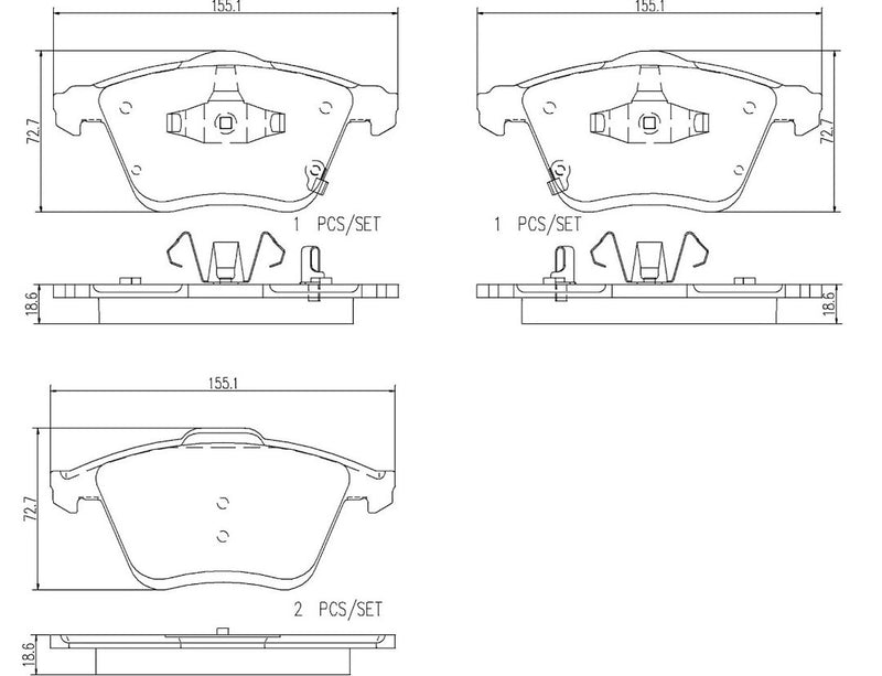 Brembo Premium Low-Met OE Equivalent Pad Brake Pad P49038N - Disc Set