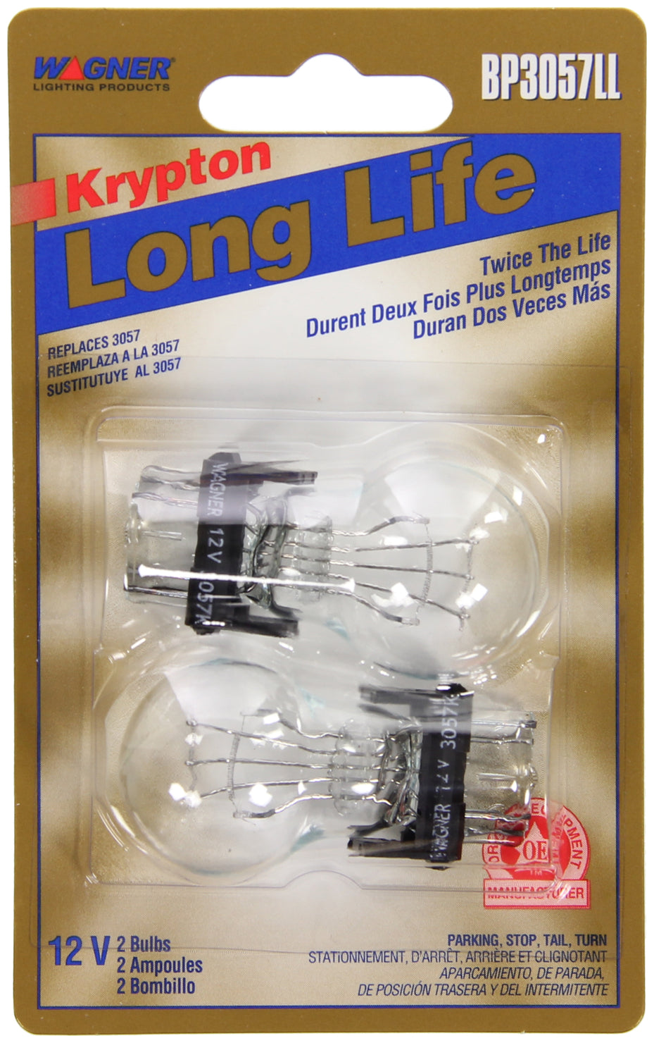 Wagner SAE Compliant Brake Light Bulb BP3057LL - Miniature Long Life
