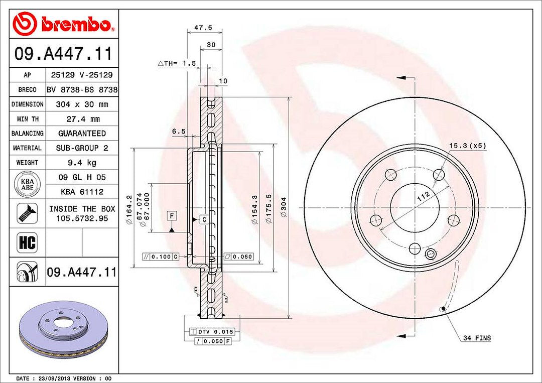 Brembo Components Not Hazardous To Health Brake Rotor 09A44711C02 - Disc